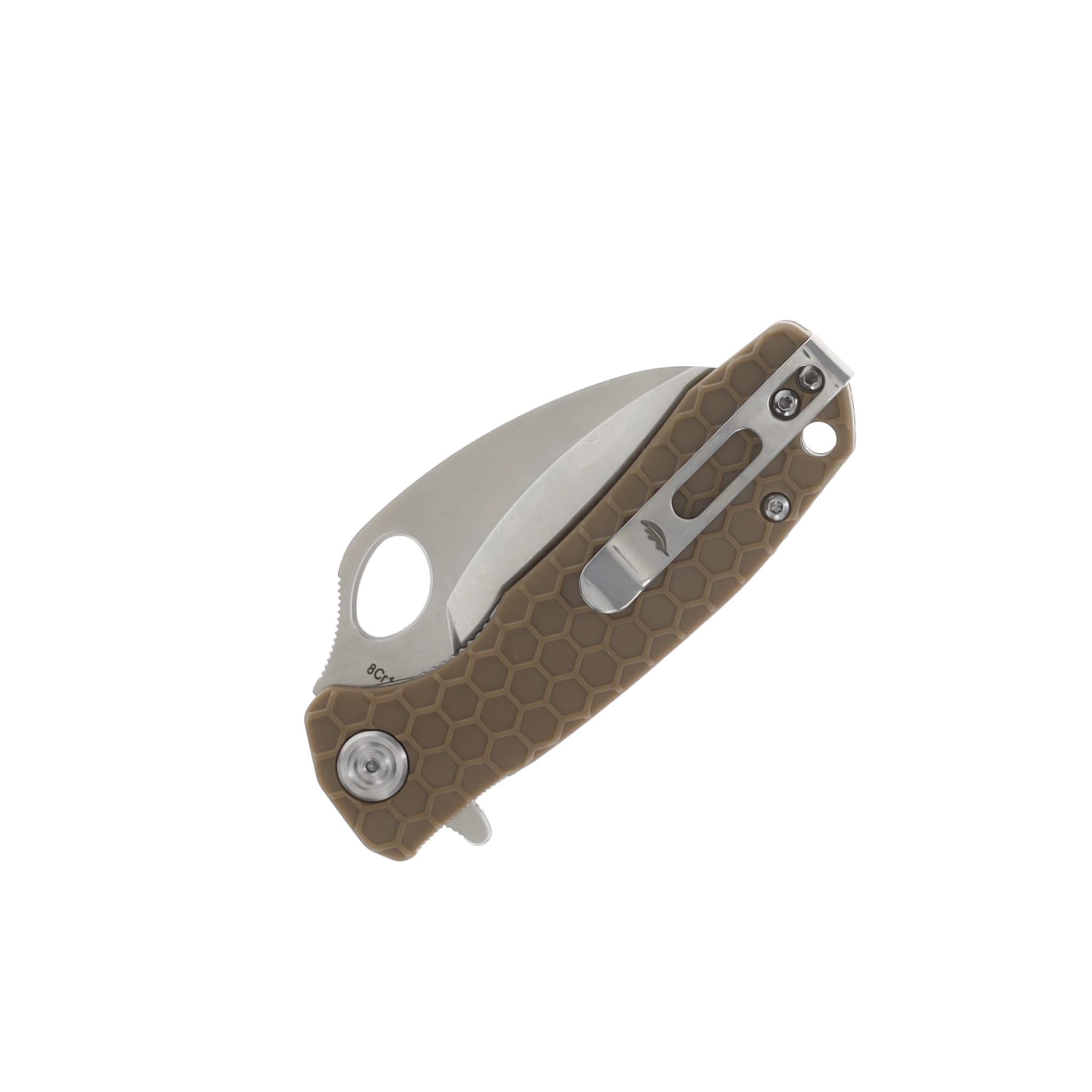Honey Badger Claw Flipper Folding Knife Small Tan Serrated HB1152 View 4