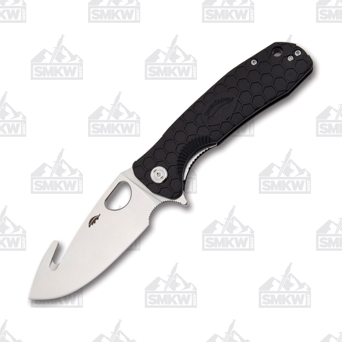 Honey Badger Large Hook Flipper Black 3.63in Plain Satin Blade HB1251 View 4