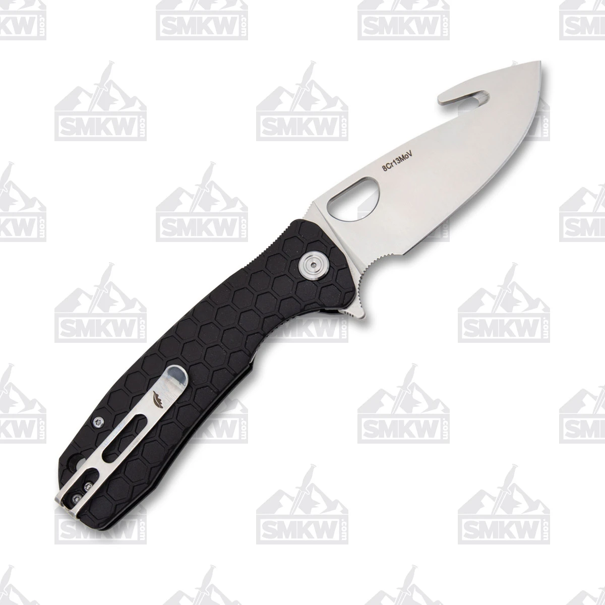 Honey Badger Large Hook Flipper Black 3.63in Plain Satin Blade HB1251 View 5