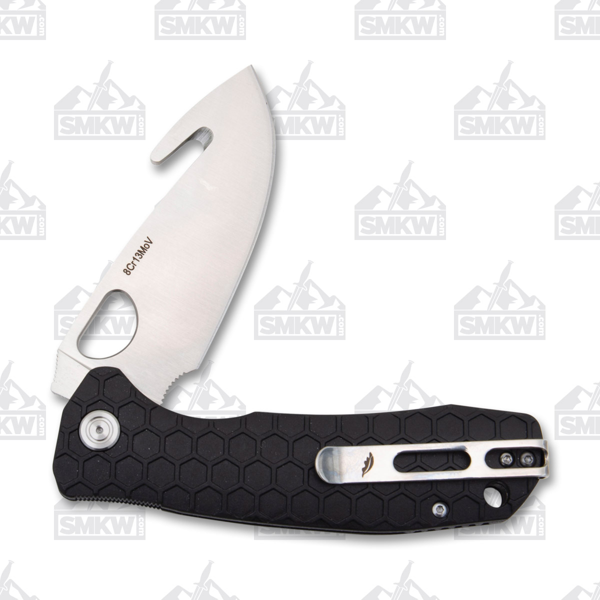 Honey Badger Large Hook Flipper Black 3.63in Plain Satin Blade HB1251 View 3