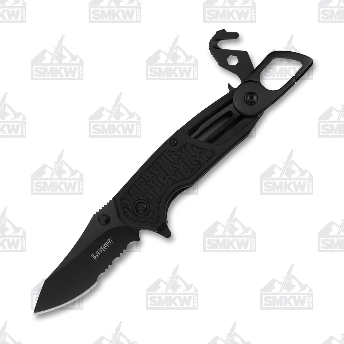 Kershaw Funxion EMT Rescue Knife 3in Part Serr Black Drop Point KS8100 View 3