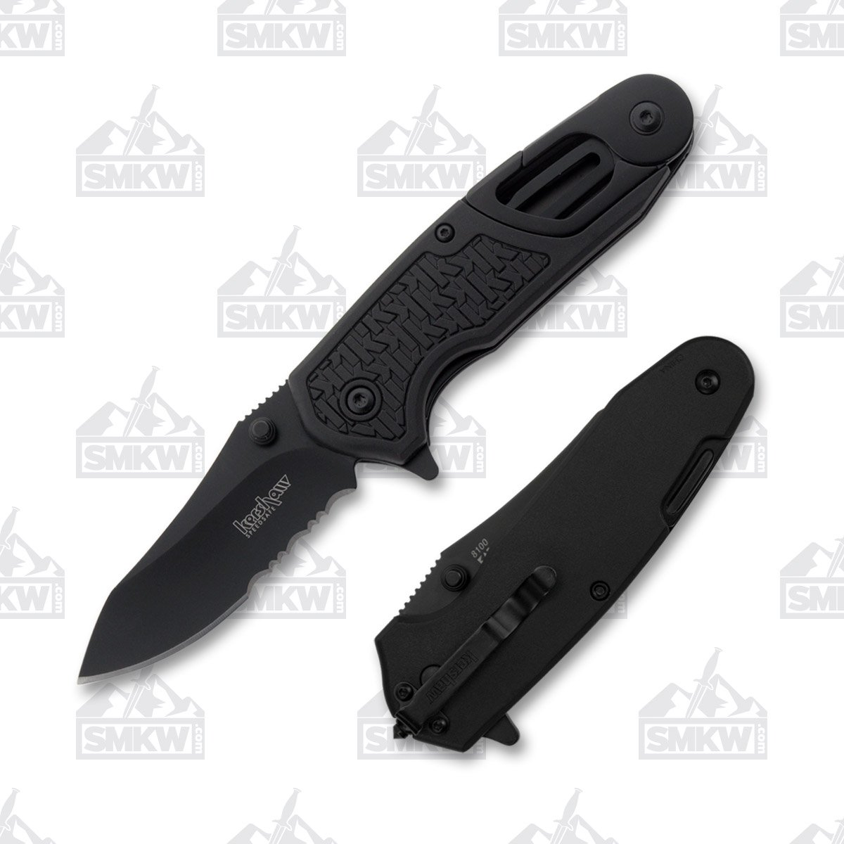 Kershaw Funxion EMT Rescue Knife 3in Part Serr Black Drop Point KS8100 View 1
