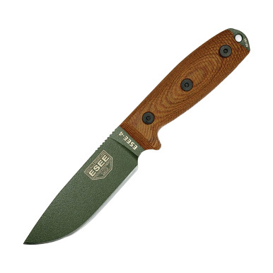 ESEE Knives ESEE 4 POD011 3D Natural Micarta 4.5in OD Green Plain Blade ESEE4POD011 View 1