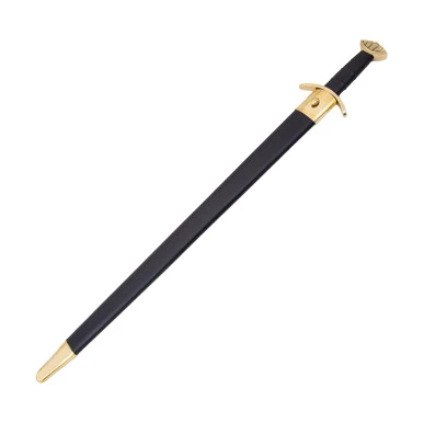 Szco 36.50in Viking Sword Black Faux Leather Wrapped Handle-Wood Scabbard View 4