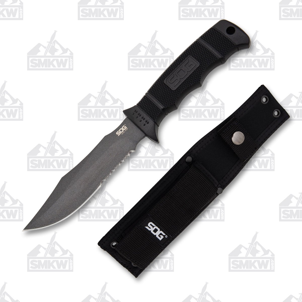 SOG Knives Seal Pup Fixed Blade Knife 4.75in Black PS Clip Point SOGM37NCP View 1