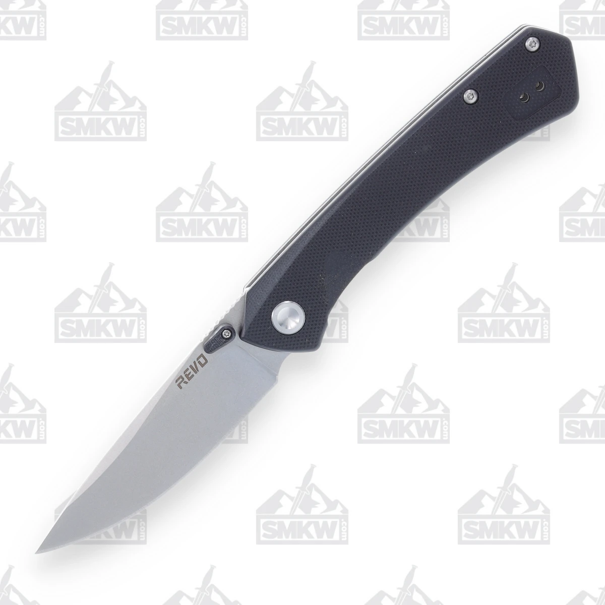 Revo Knives Warden Folding Knife 3 Inch Plain Stonewash Drop Point WARDENBLK View 2