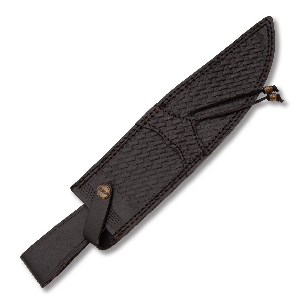 Marbles Stacked Leather Bowie 11.0in. Fixed Blade Damascus MR586 View 4
