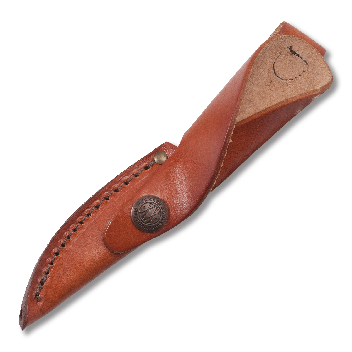 Case Mini FINN Fixed Blade Knife 3.13in Plain Edge Brown Stacked Leather CA0379 View 2