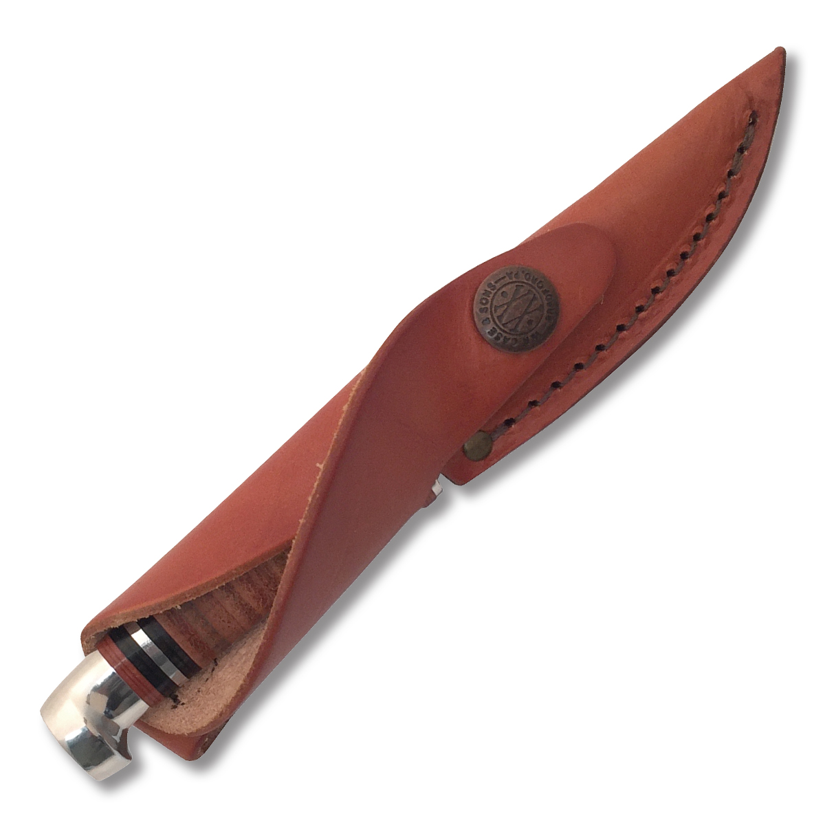 Case Mini FINN Fixed Blade Knife 3.13in Plain Edge Brown Stacked Leather CA0379 View 4