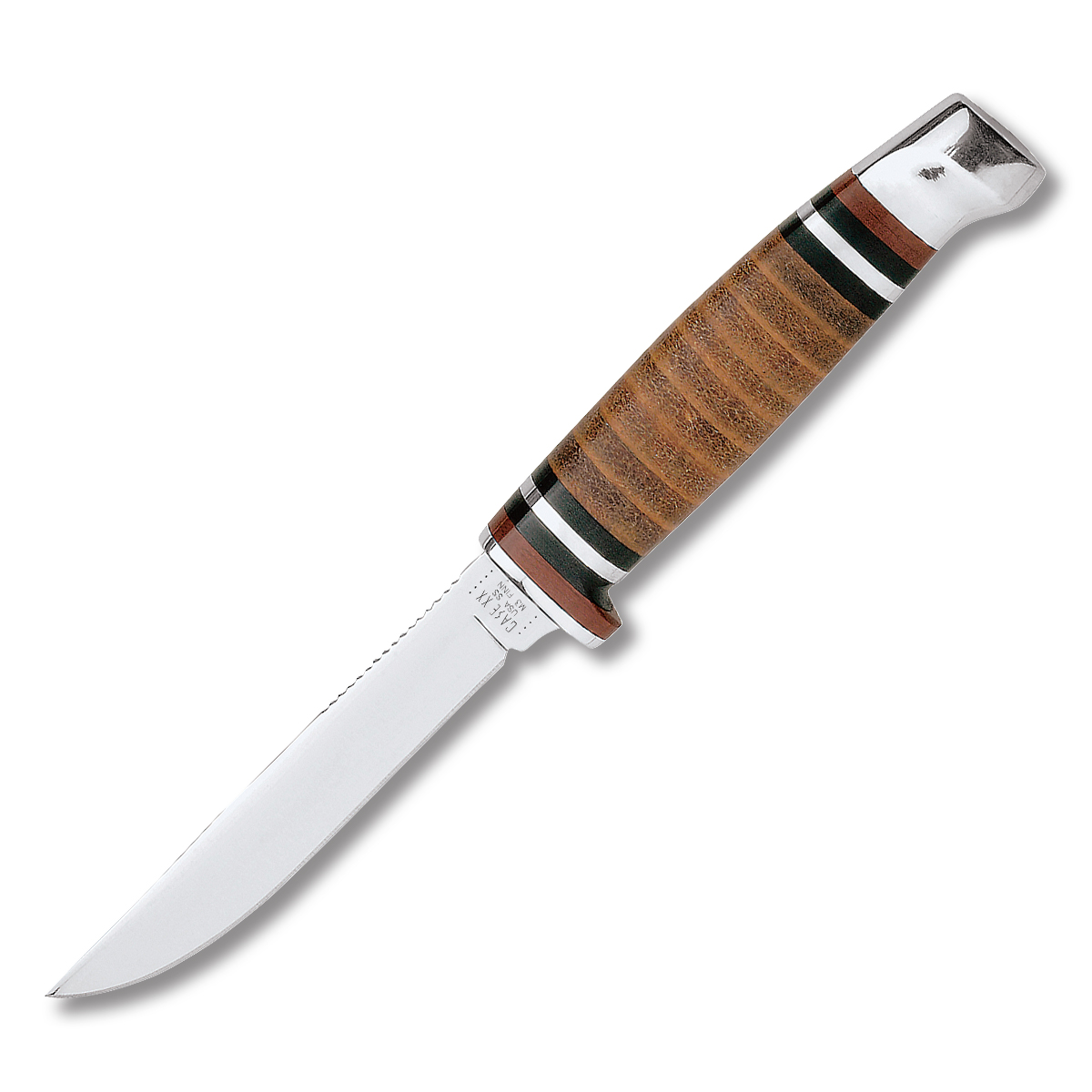 Case Mini FINN Fixed Blade Knife 3.13in Plain Edge Brown Stacked Leather CA0379 View 1