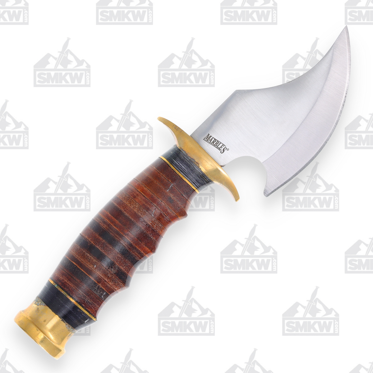 Marbles Knives Small Skinner Fixed Blade Stacked Leather 3.25in Trailing Point MR588 View 3