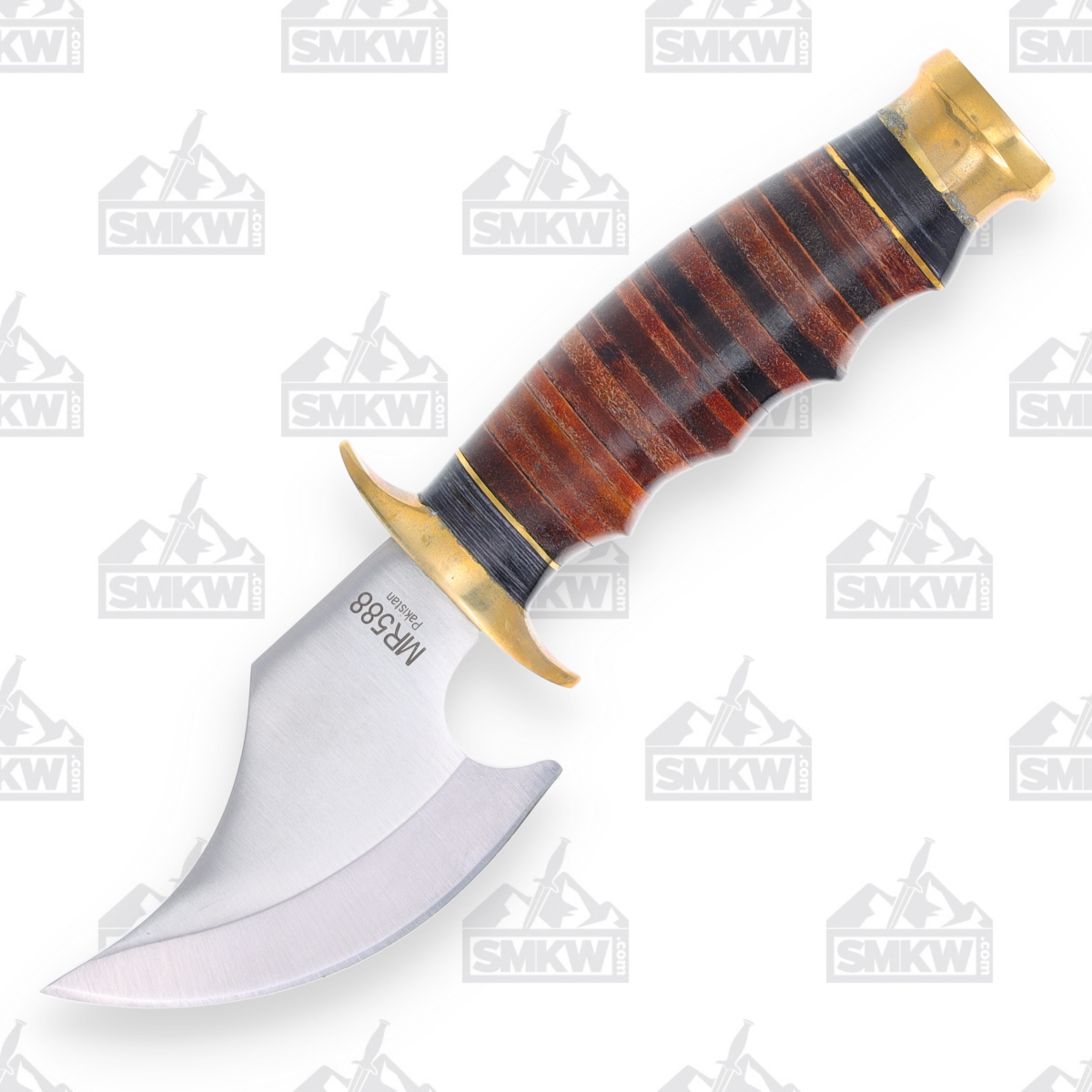 Marbles Knives Small Skinner Fixed Blade Stacked Leather 3.25in Trailing Point MR588 View 2