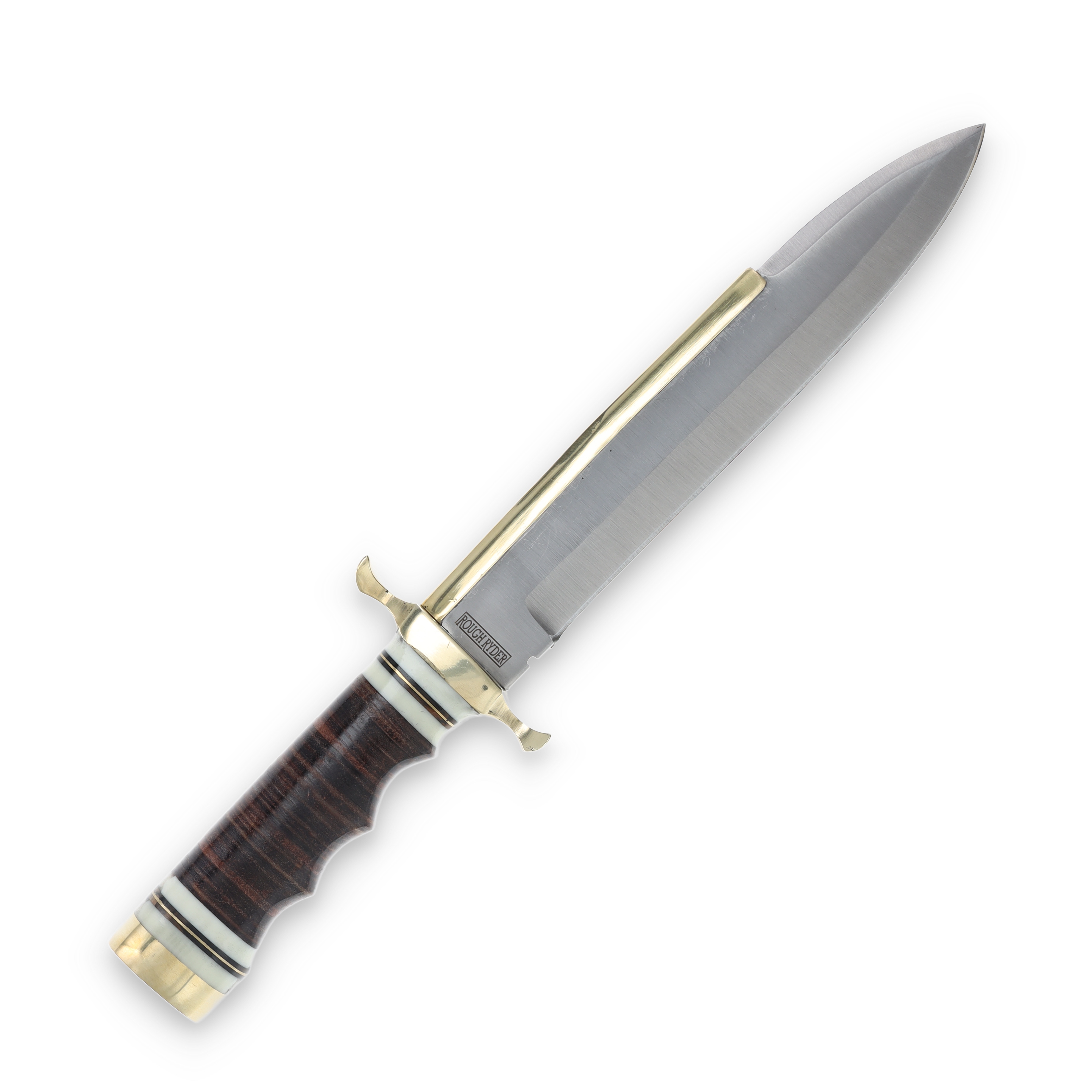 Rough Ryder Stacked Leather Brass Back Bowie RR2203 View 2