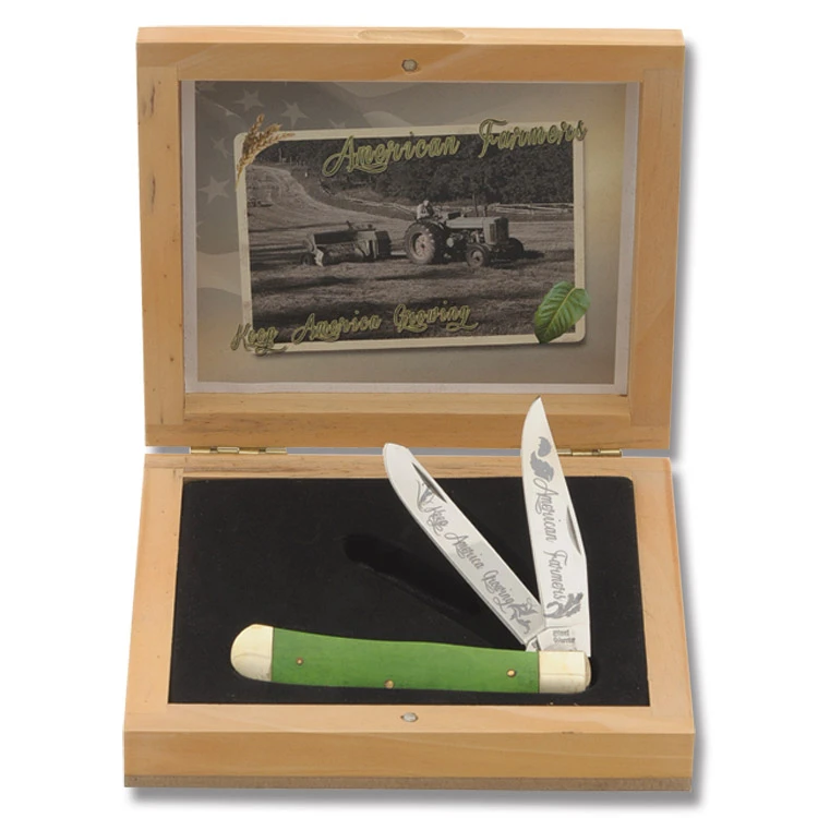 Frost American Farmers Green Smooth Bone Trapper Folding Knife FRSET108AF View 1