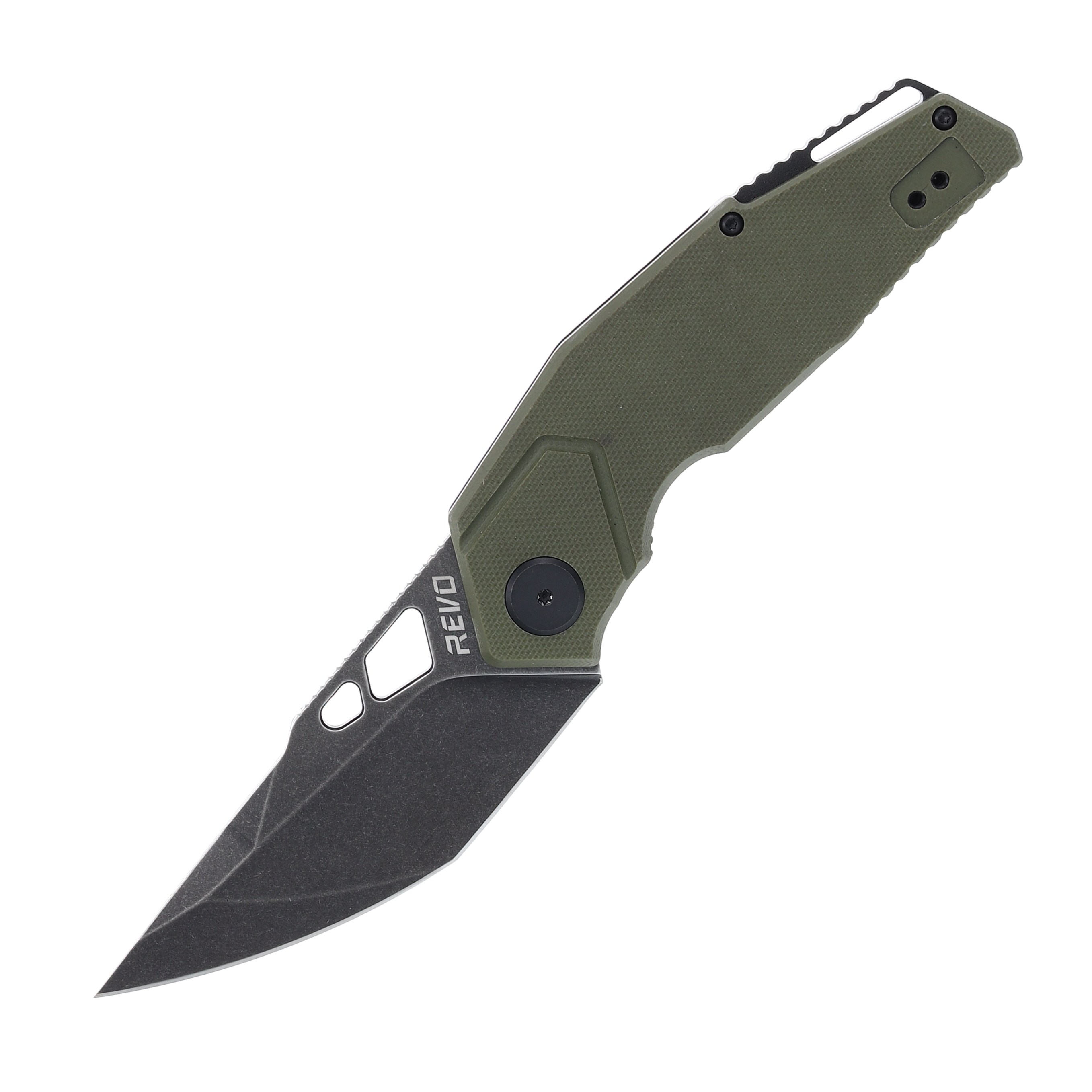 Revo Berserk Duty Folding Knife OD Green 3.37in Plain Blackwash Clip Point BERDTYODG View 1