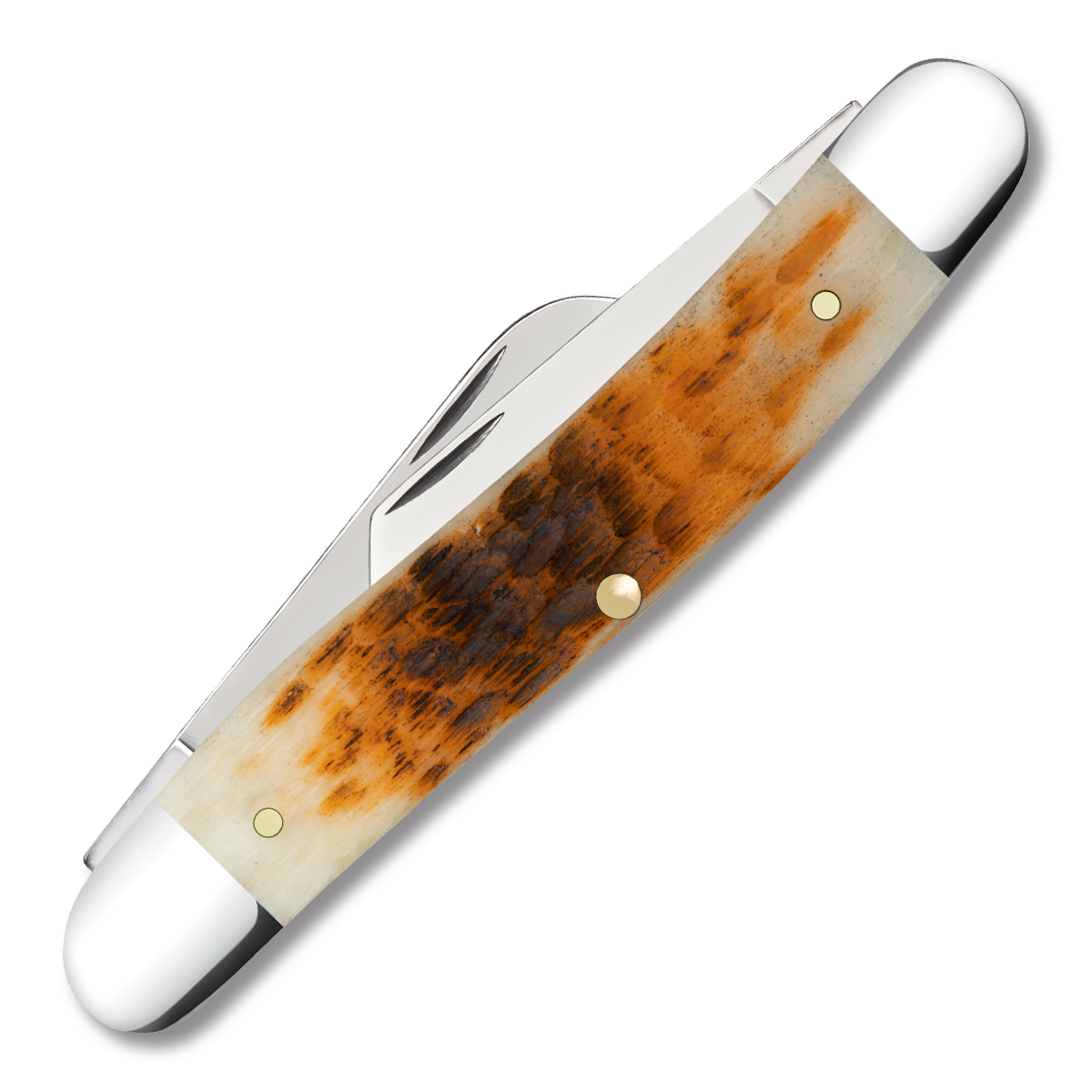 Case XX Amber Jigged Bone Three-Blade Stockman Folding Knife CA6347SS View 2