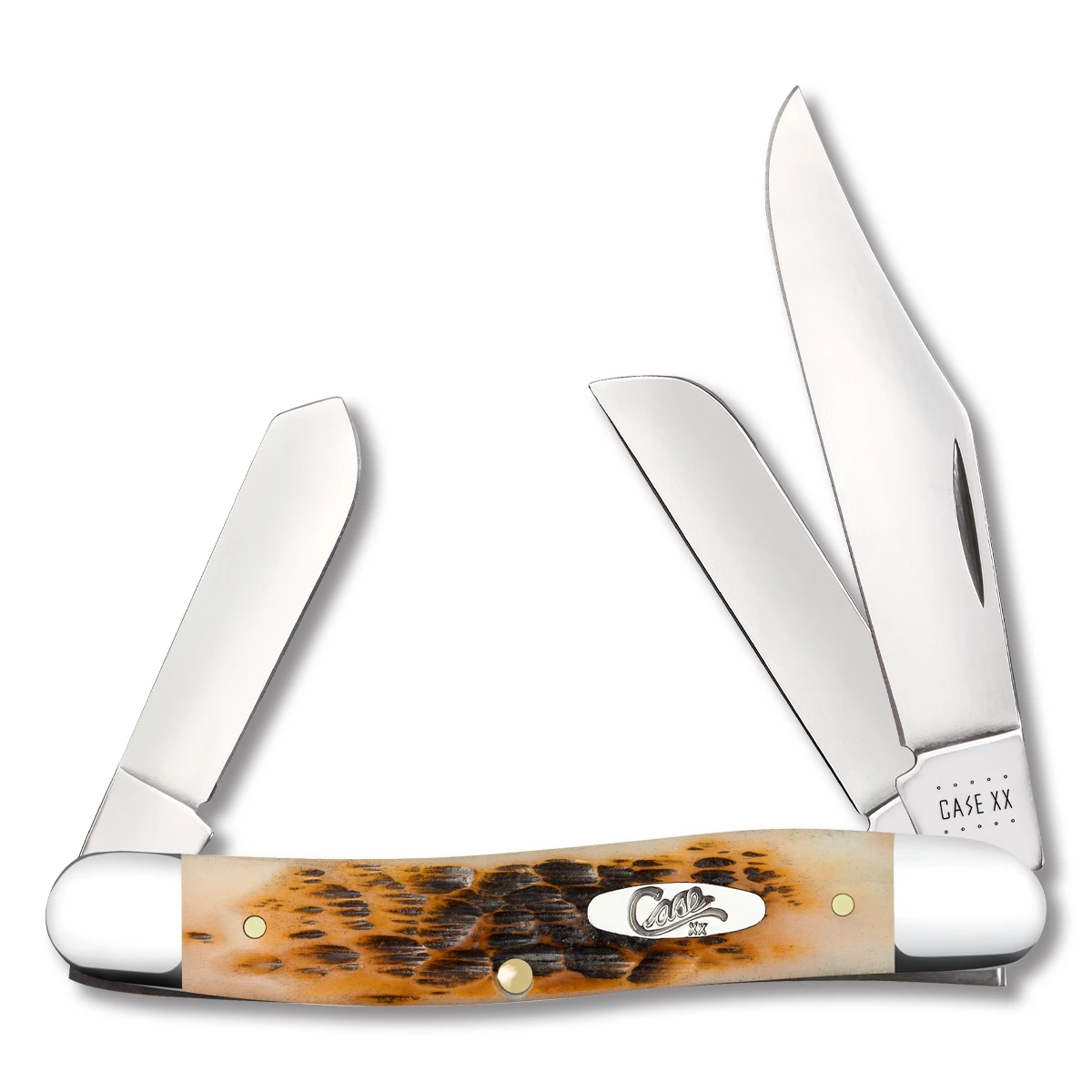 Case XX Amber Jigged Bone Three-Blade Stockman Folding Knife CA6347SS View 1