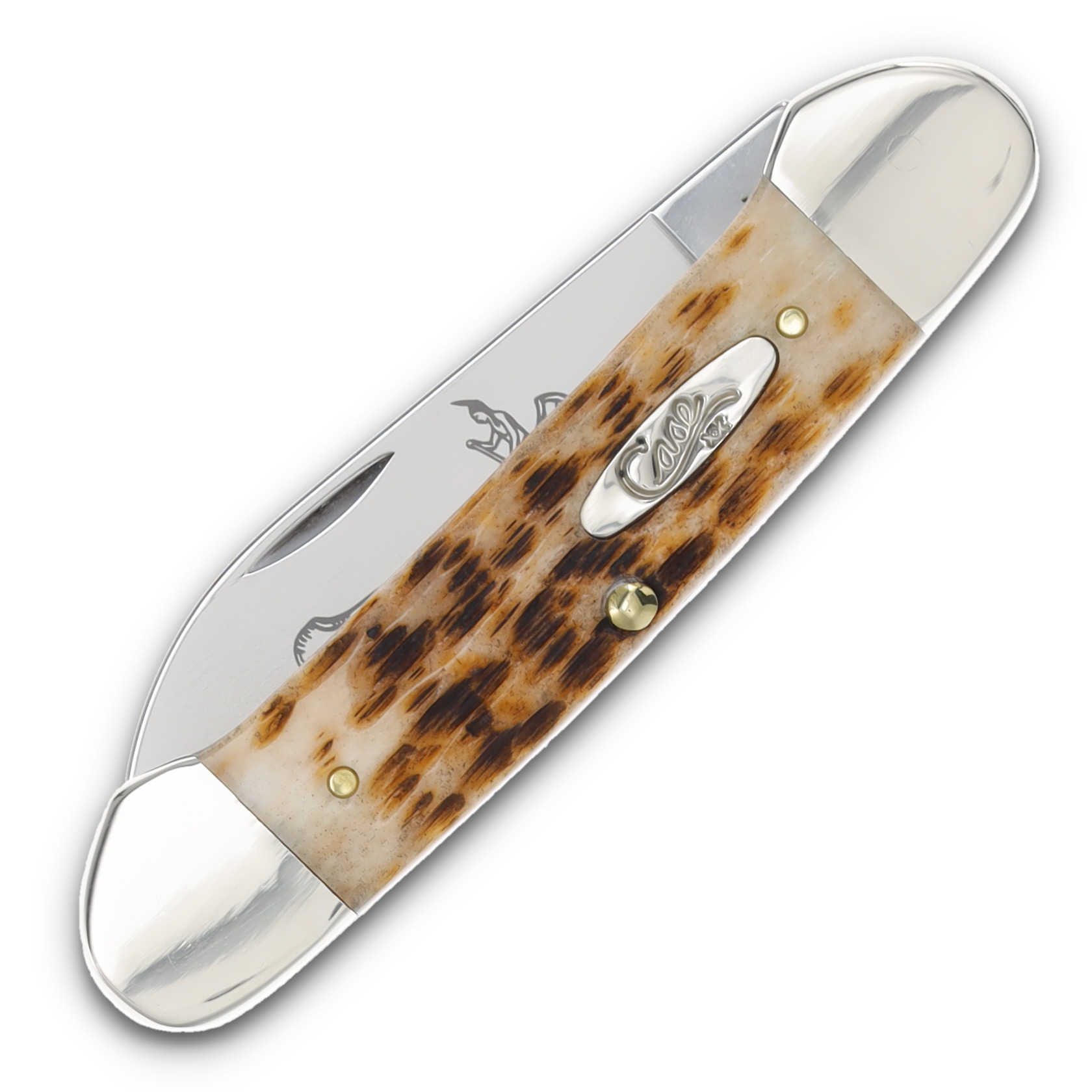Case XX Canoe Folding Knife Carbon Steel/Amber Jigged Bone Canoe CA6213 View 3