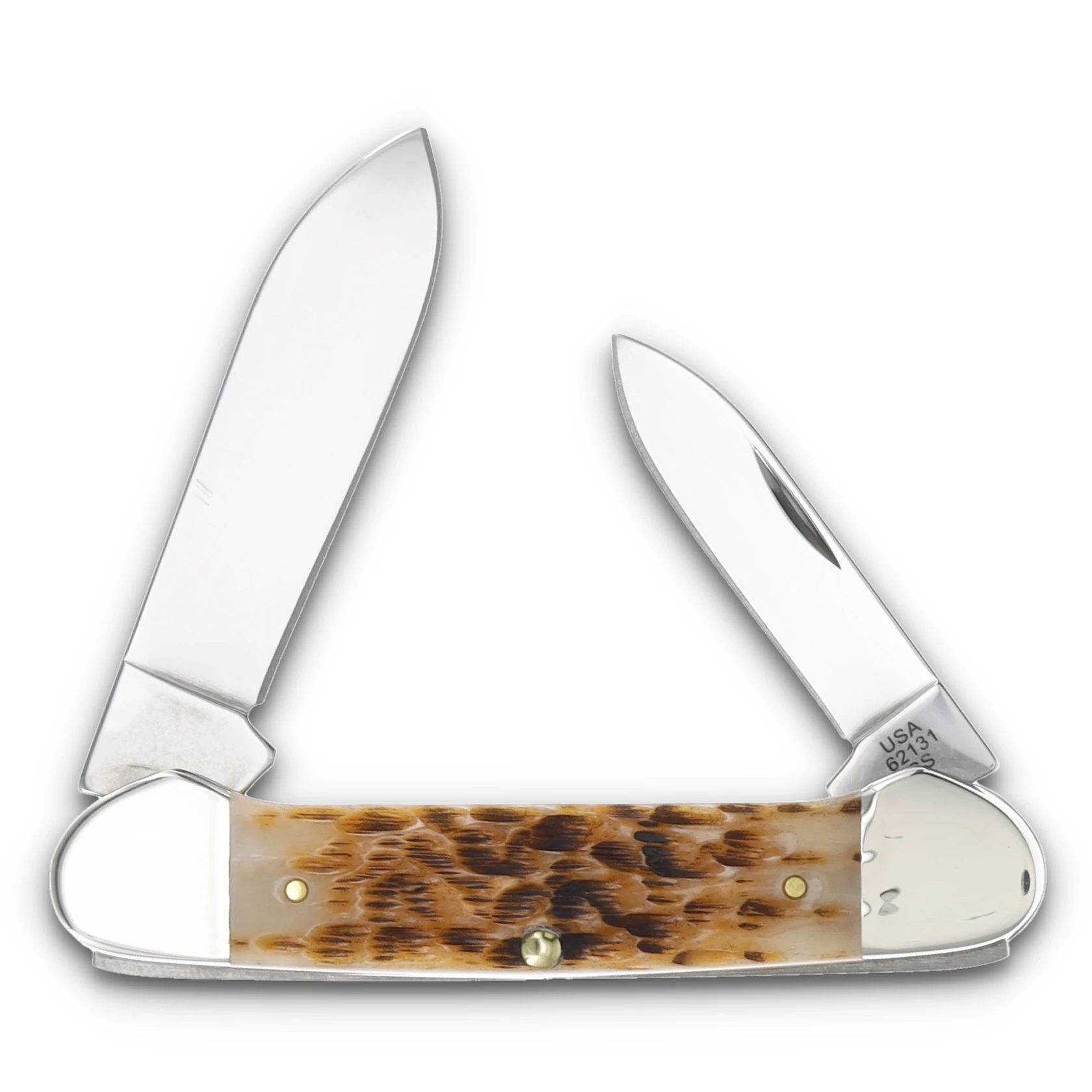 Case XX Canoe Folding Knife Carbon Steel/Amber Jigged Bone Canoe CA6213 View 2