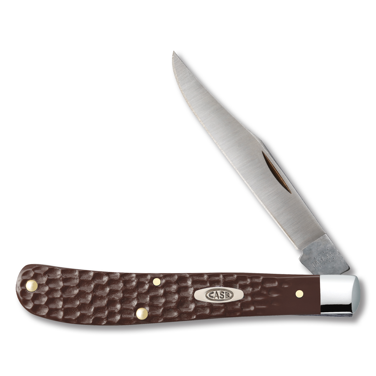 Case Brown Jigged Synthetic Slimline Trapper Folding Knife CA6148 View 1