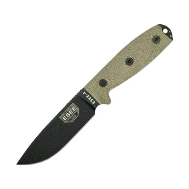 ESEE Knives ESEE-4 Fixed Blade 3D Micarta Green 4.5in Black Drop Point View 1