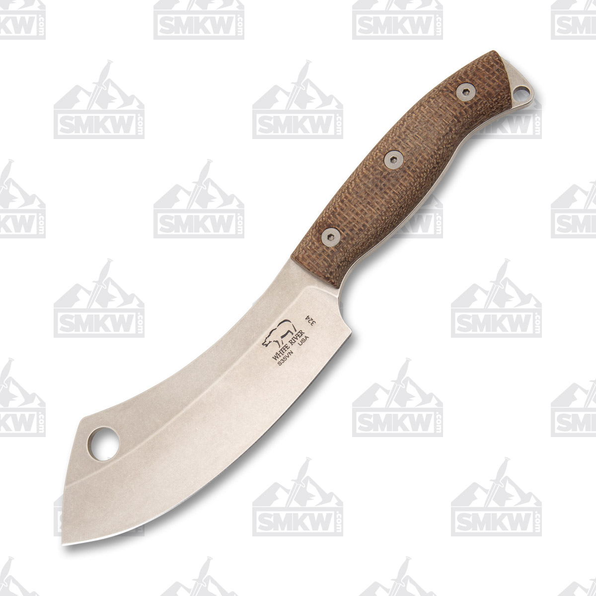 White River Camp Cleaver Fixed Blade Natural Micarta 5.5in Plain WRCC55BNA View 2