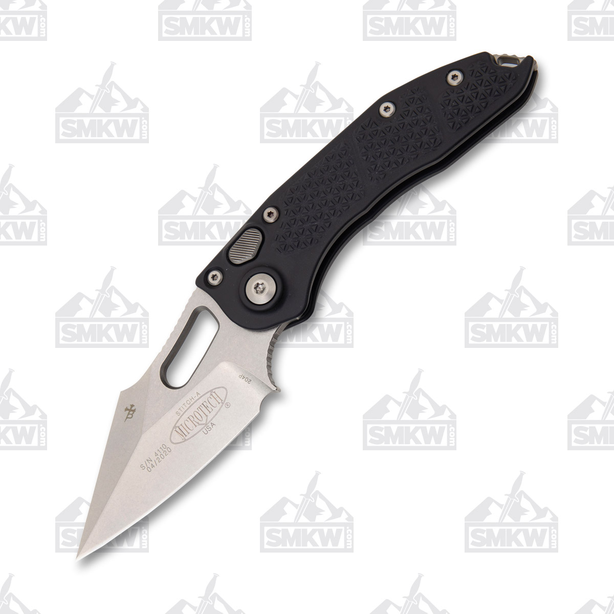 Microtech Stitch A OTS Automatic Knife 3.75in Plain Edge Stonewash AUMT16910 View 2