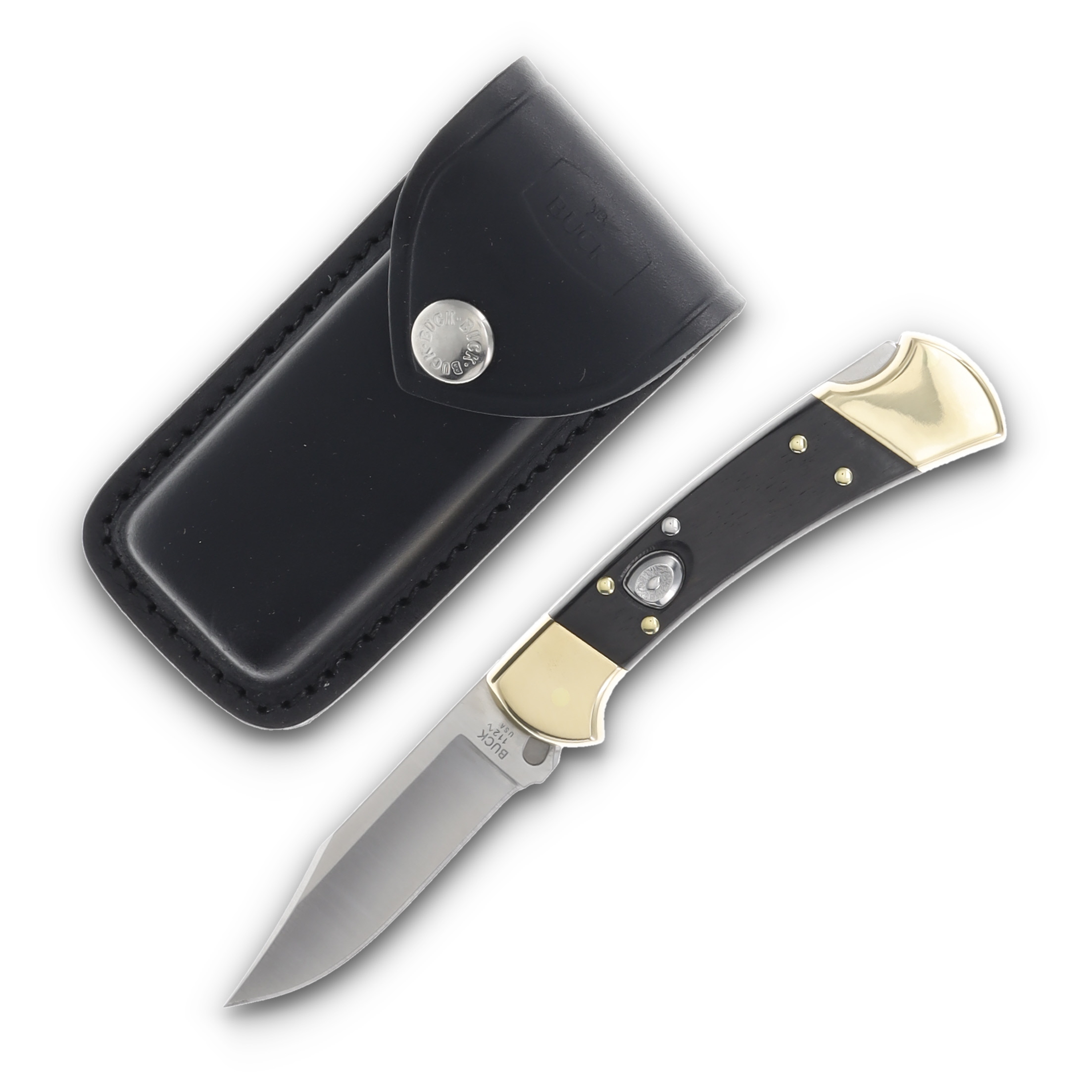 Buck Knives 112 Automatic Knife Ebony Wood 3in Satin Clip Point Blade BU11894 View 1