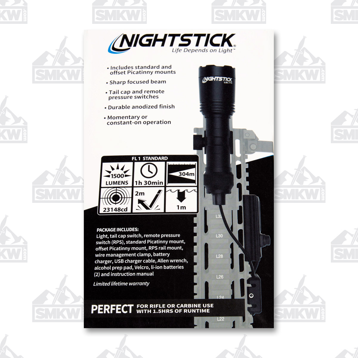Nightstick Rechargeable 1500 Lumen Full-Size Long Gun Light Kit LGL170 View 26