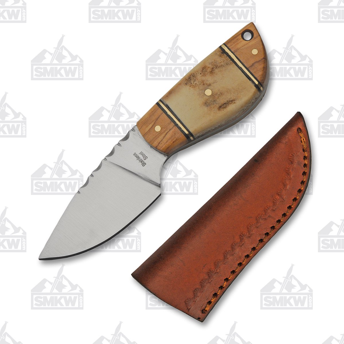 Wild Stag Skinning Fixed Blade Knife 2.5in Plain Satin Skinner SS7028 View 1