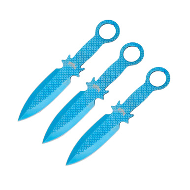 Frost Cutlery Blue Titanium Finish 3 Piece Throwing Knife Set View 1