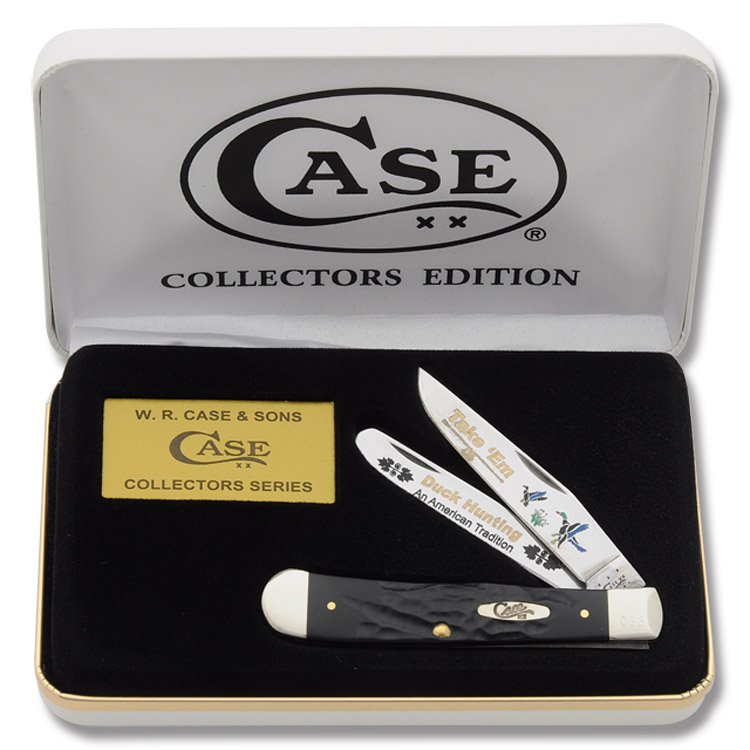Case XX Take 'Em Duck Hunting Rough Black Synthetic Trapper Folding Knife CARBKDUCK View 3