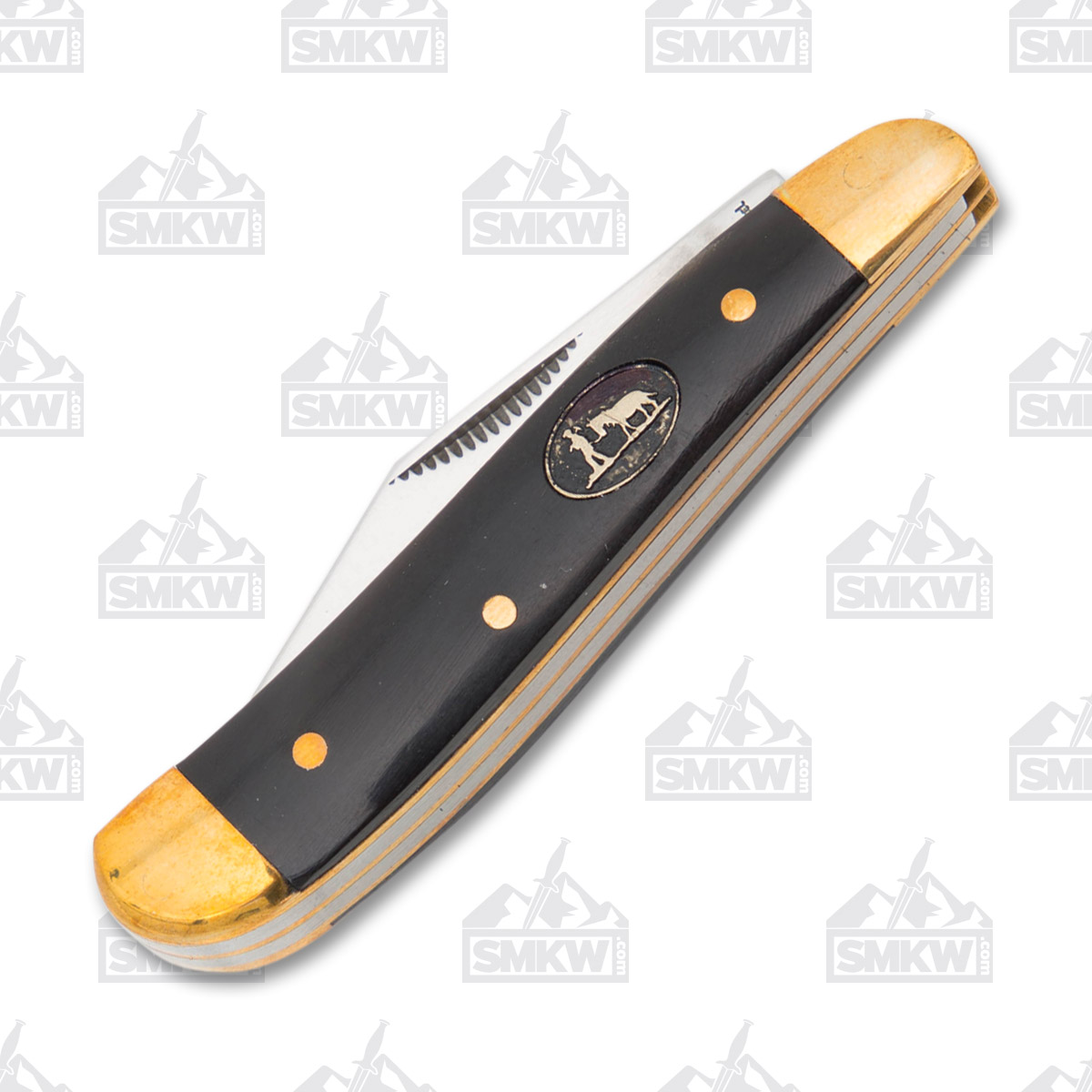 Frost Black Hills Cape Buffalo Horn Peanut Folding Pocket Knife With Copper Bolsters FRBKH107CBH View 2