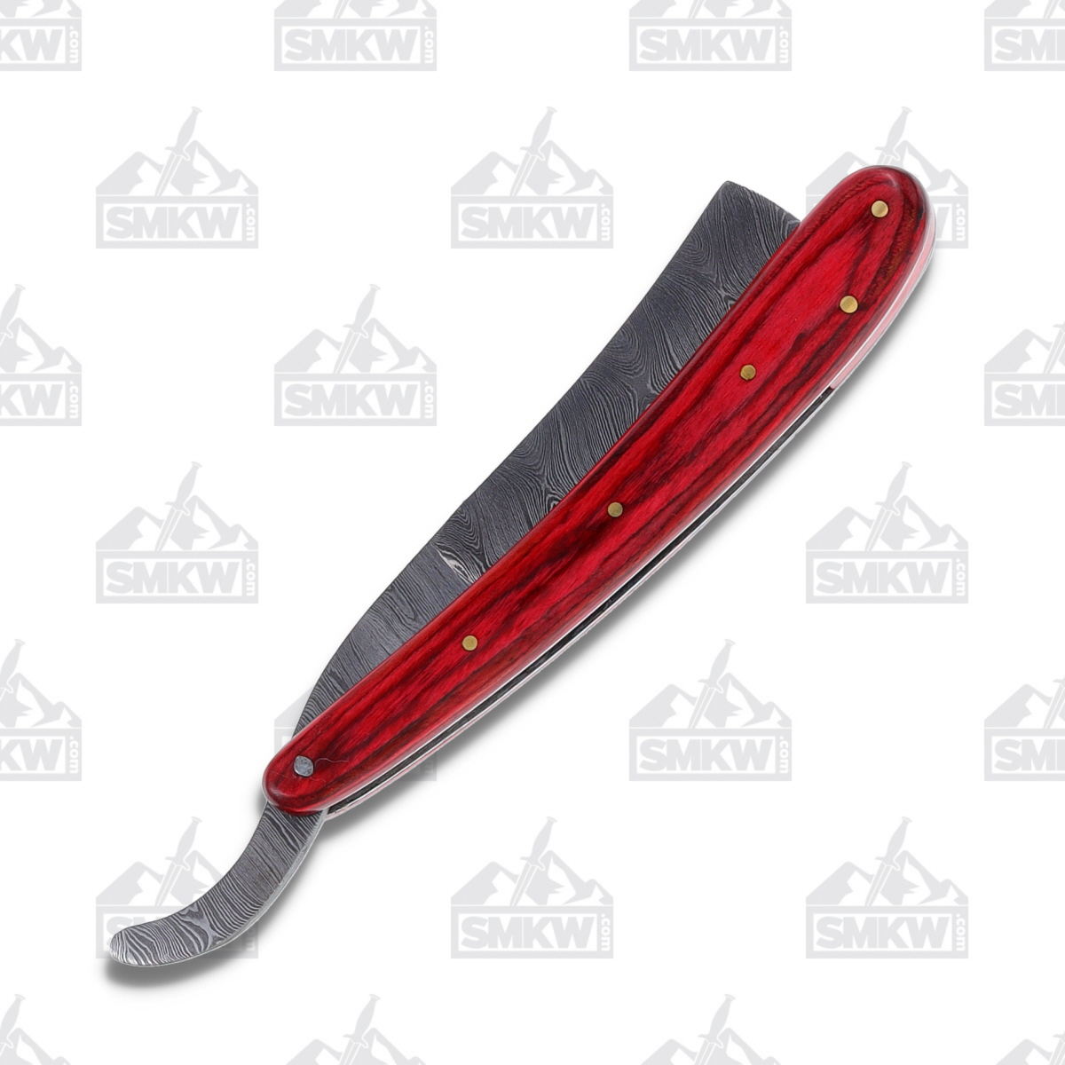 Marbles Damascus Straight Razor Folding Knife Red Wood MR606 View 6