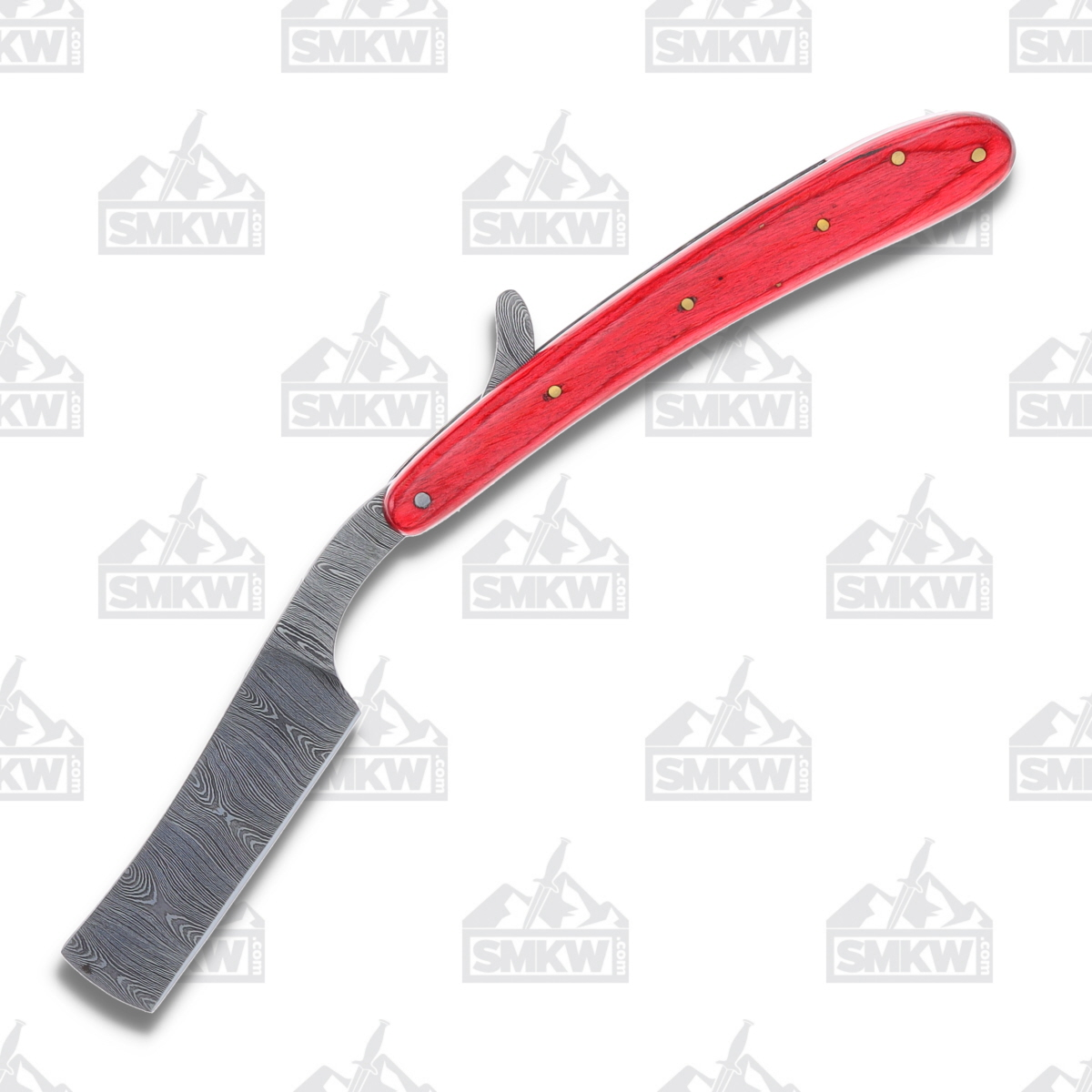 Marbles Damascus Straight Razor Folding Knife Red Wood MR606 View 4