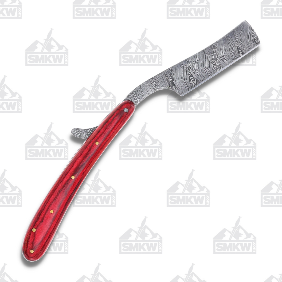 Marbles Damascus Straight Razor Folding Knife Red Wood MR606 View 3