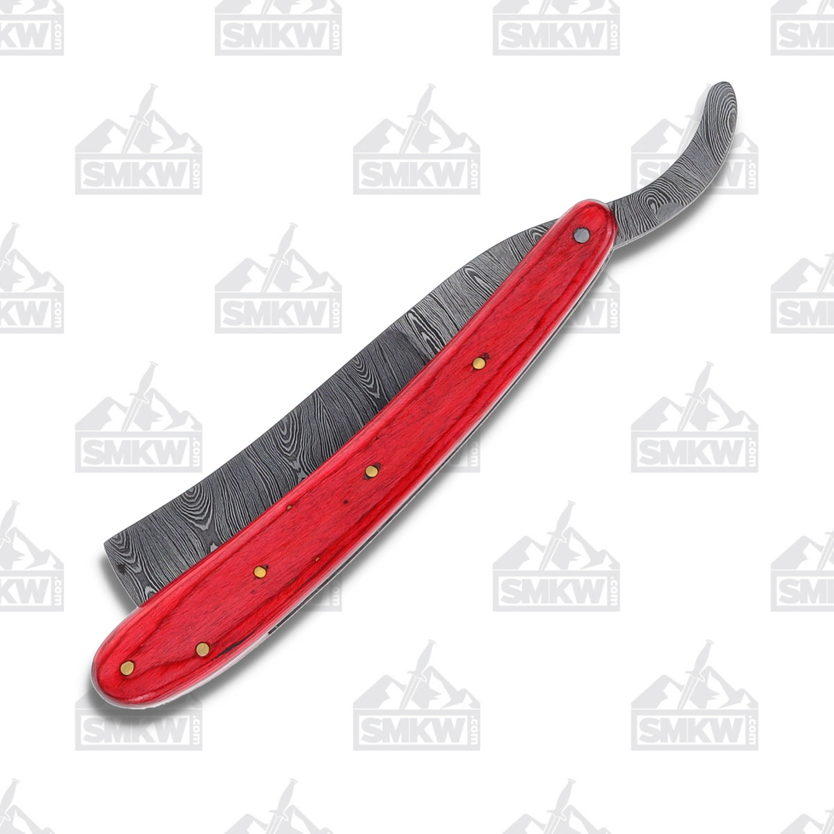 Marbles Damascus Straight Razor Folding Knife Red Wood MR606 View 5