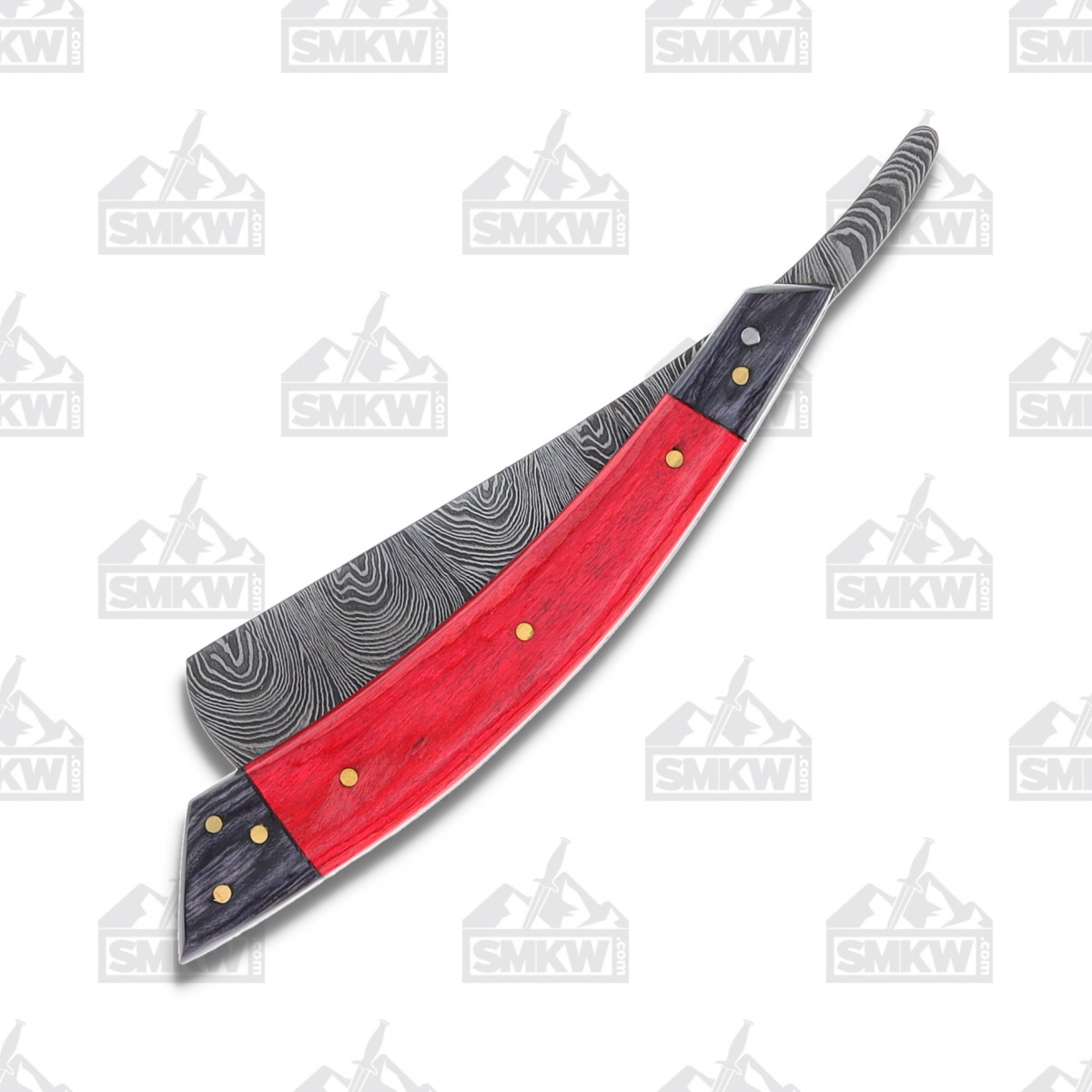 Marble's Damascus Razor Folding Knife Red and Black Pakkawood MR607 View 5