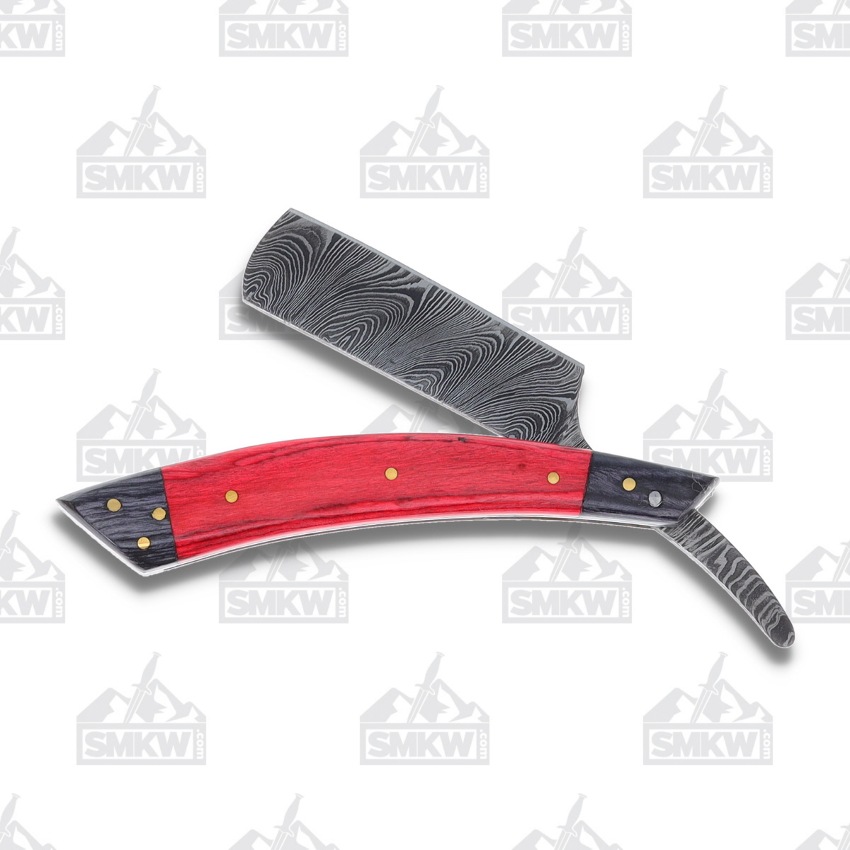 Marble's Damascus Razor Folding Knife Red and Black Pakkawood MR607 View 11