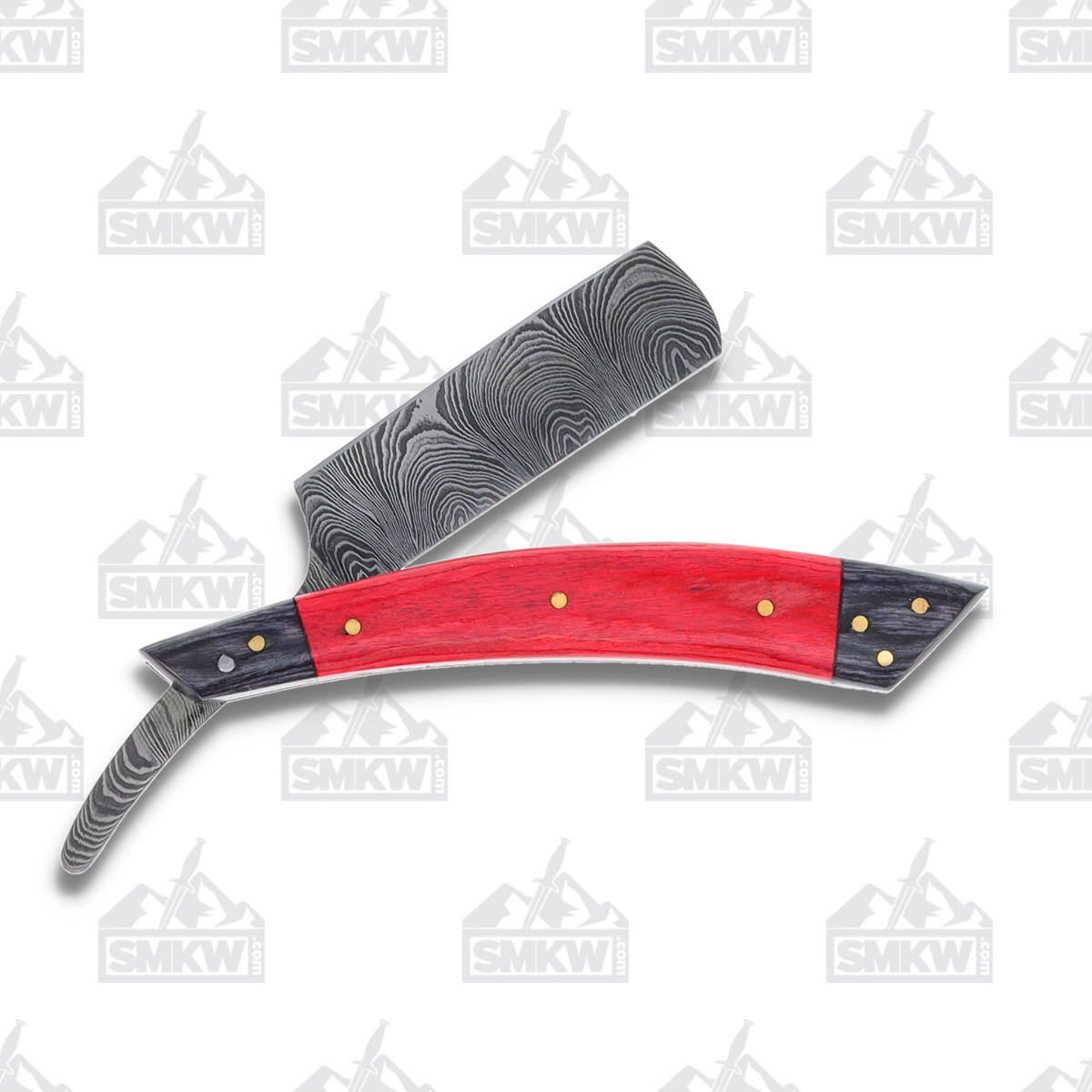 Marble's Damascus Razor Folding Knife Red and Black Pakkawood MR607 View 12