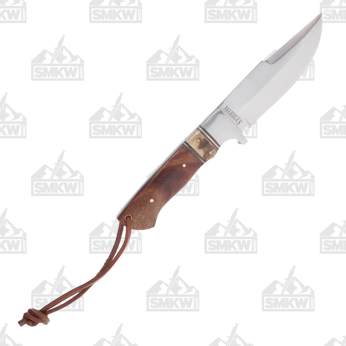 Marbles Wood and Stag Fixed Blade Knife 6.25in Satin Skinner MR608 View 2