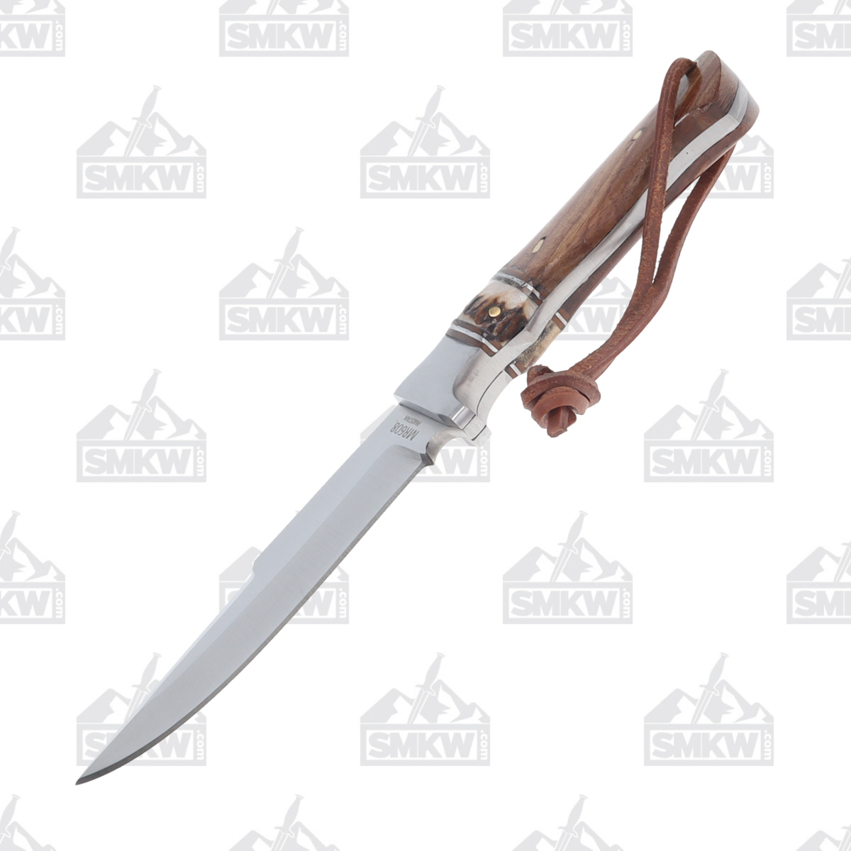 Marbles Wood and Stag Fixed Blade Knife 6.25in Satin Skinner MR608 View 3