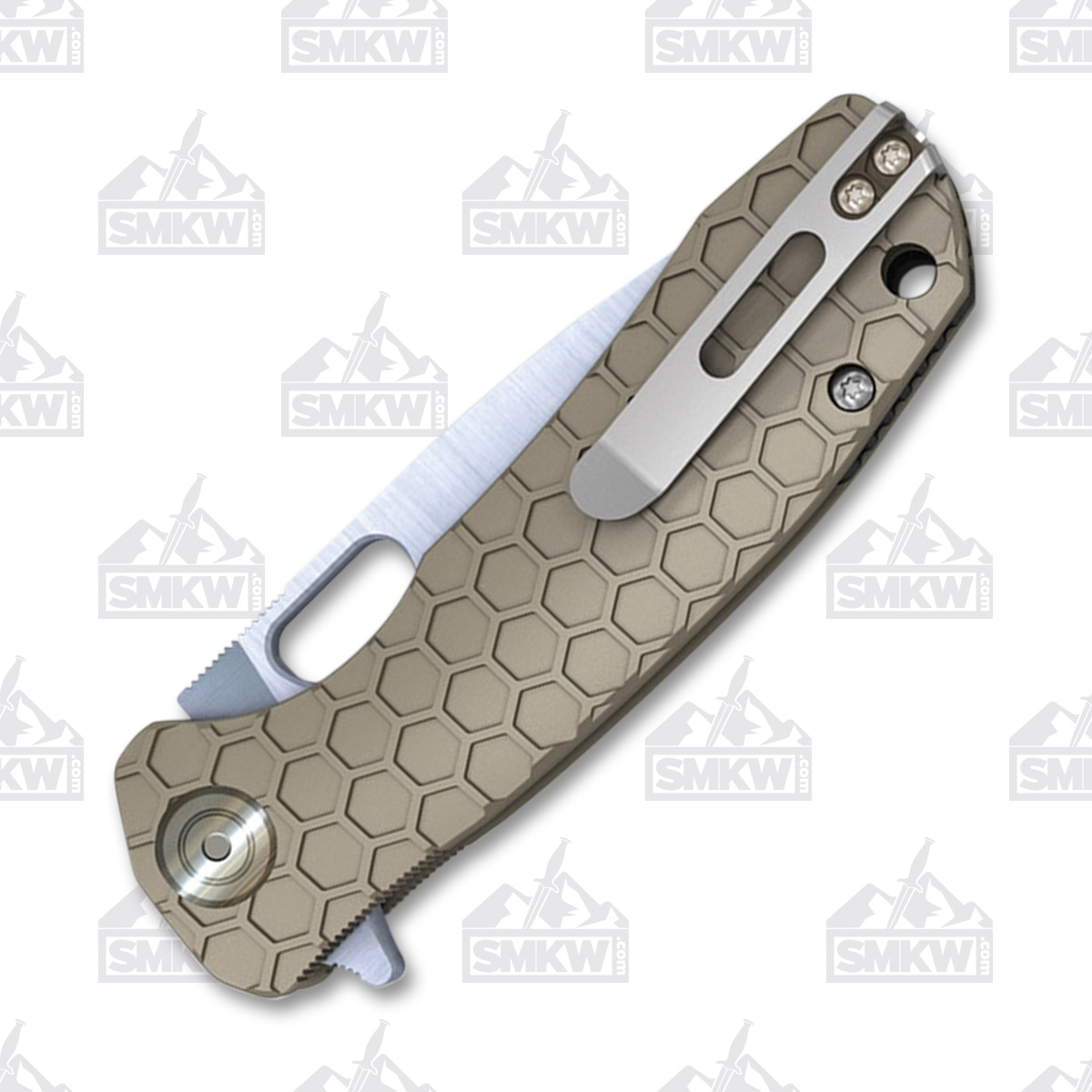 Honey Badger Small Folding Knife Tan 2.81in Plain Satin Drop Point HB1027 View 3