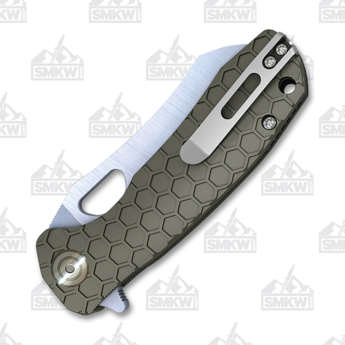 Honey Badger Med Wharncleaver Flipper Knife Green 3.19in Satin Blade HB1040 View 3