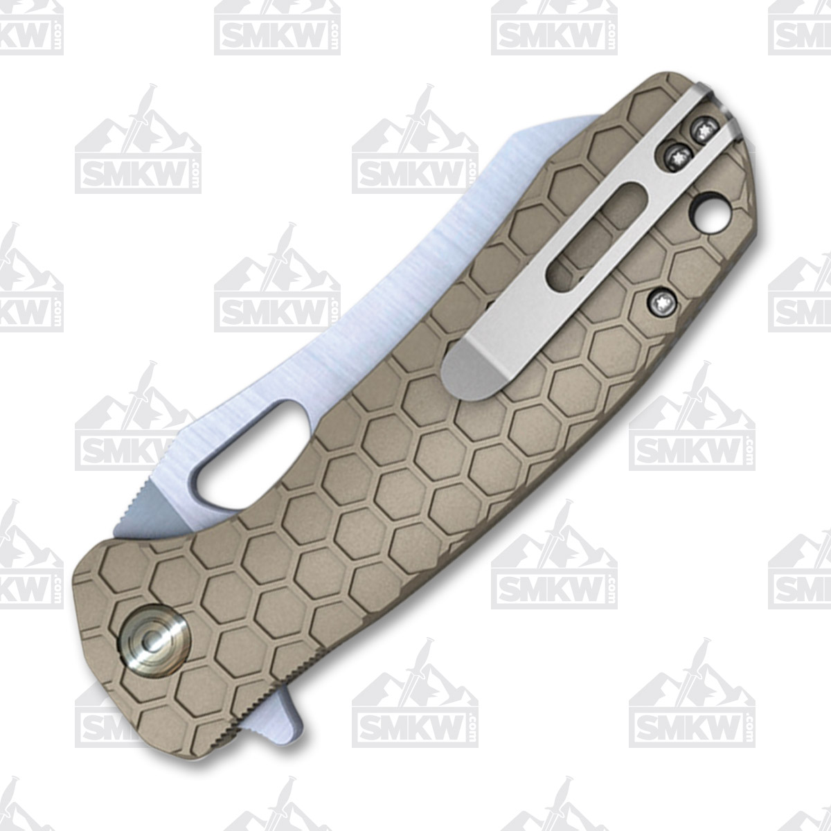 Honey Badger Knives Wharncleaver Small Folding Knife Tan 2.8in Satin Blade HB1046 View 3