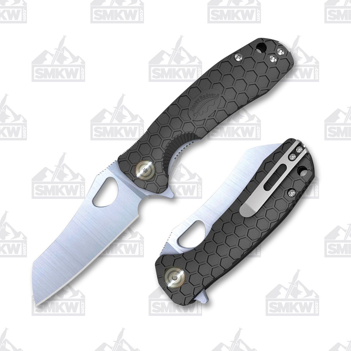 Honey Badger Knives Large Wharncleaver Black Folding Knife 3.63in Blade HB1104 View 1