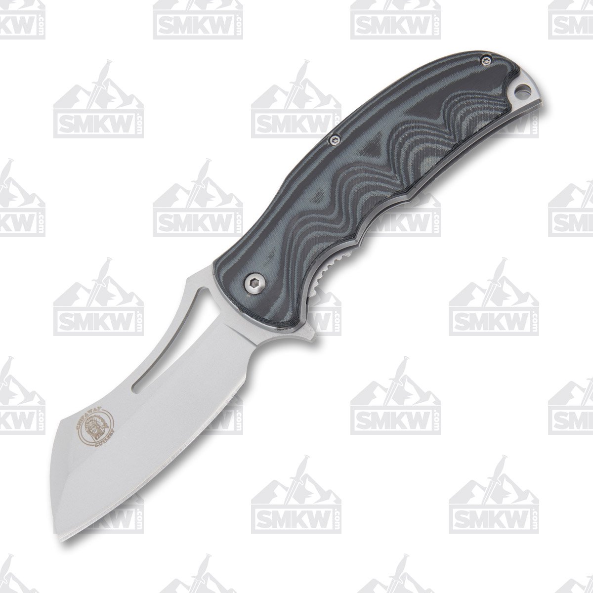 Frost Chipaway Assisted Opening Cleaver Folding Knife Blk/GRN Micarta Handle SS Blade FRCW093B View 1