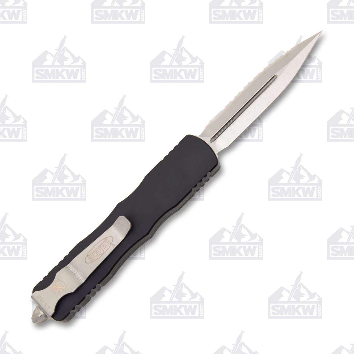 Microtech Dirac OTF Automatic Knife Serrated Stonewash D/E Black AUMT22512 View 3