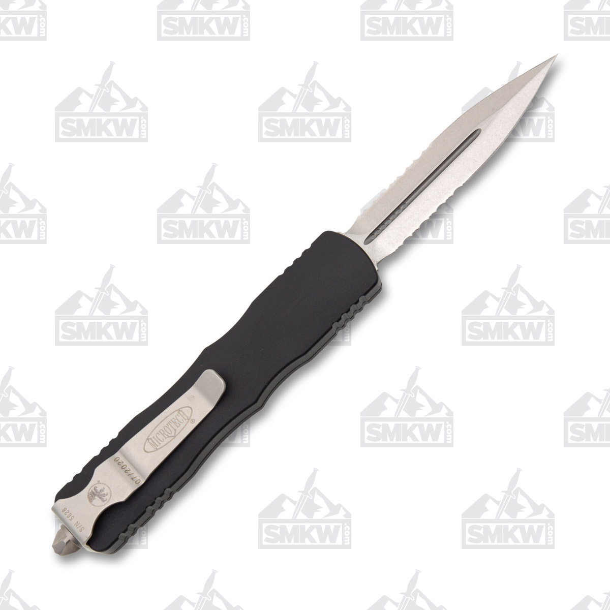 Microtech Dirac OTF Automatic Knife Partially Serrated Stonewash D/E Black AUMT22511 View 3