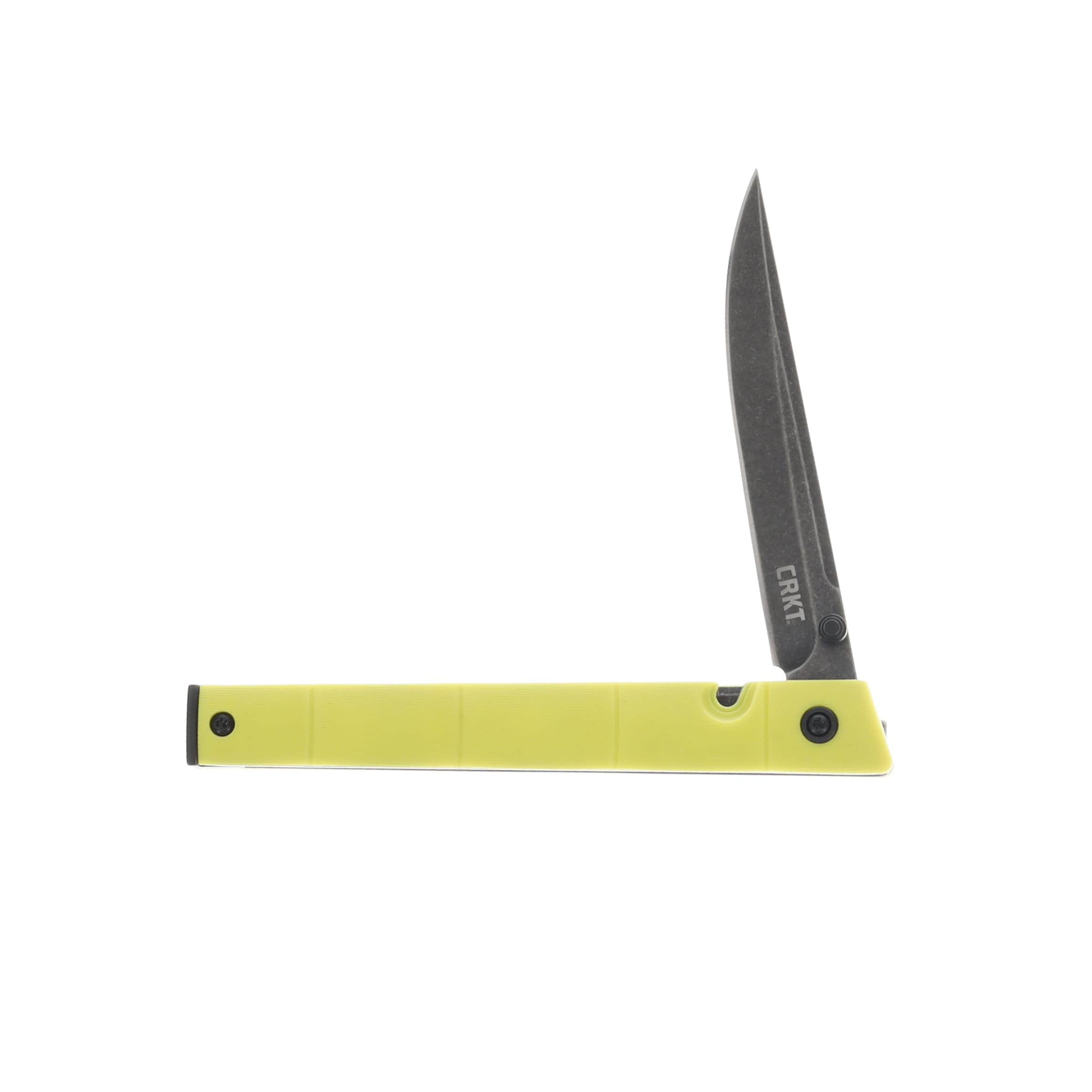 CRKT CEO Thumbstud Yellow 3.11in Plain Black Stonewash Straight Back CR7096YGK View 2